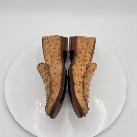 Wilson and Dean for Wilkes Bashford Women Size 6.5M Brown Ostrich Leather Shoes - Picture 9 of 15